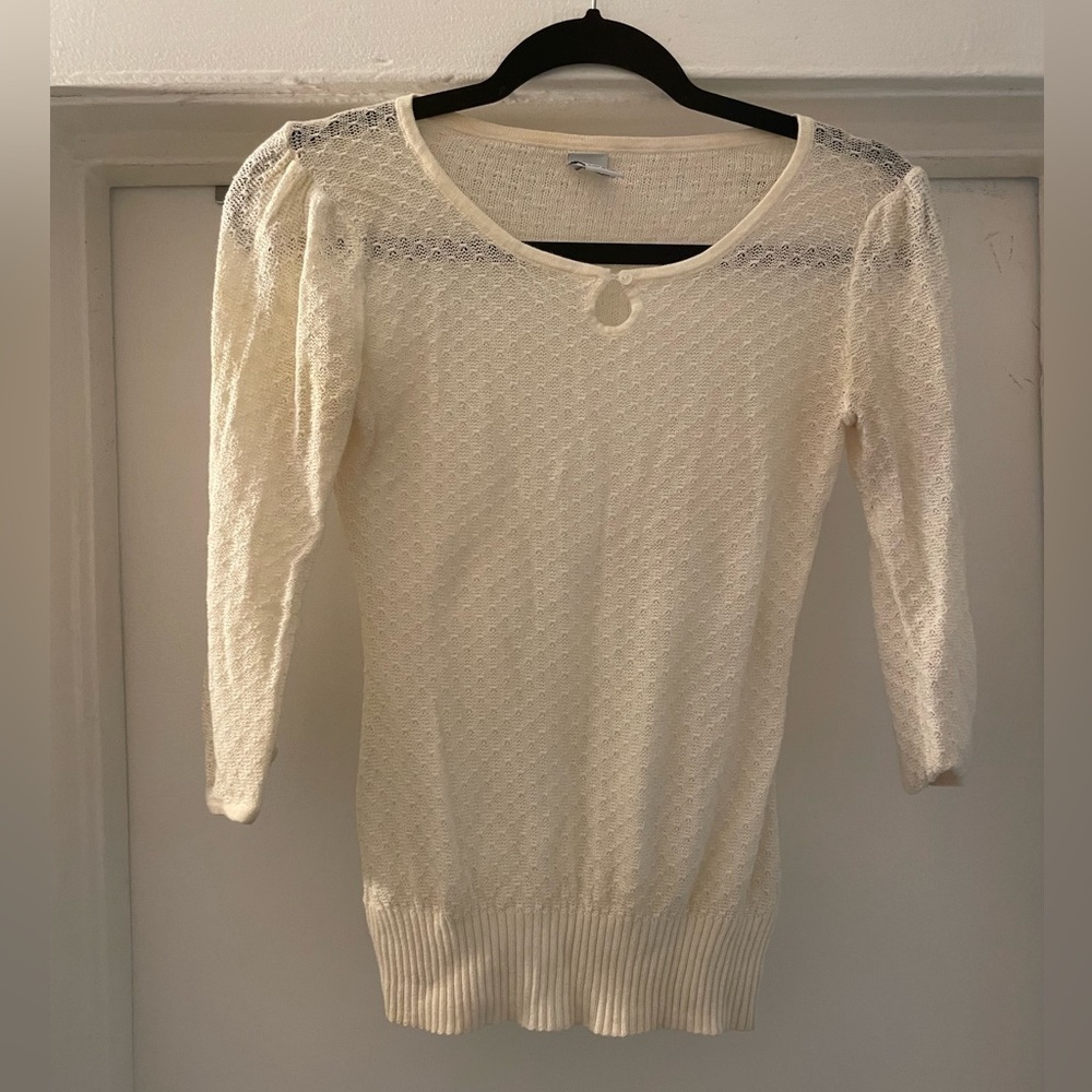 GAP Cream‎ See through knit 3/4 sleeve top size XSmall